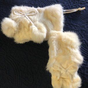 ❄️Adorable Girls  Creamy White 1960's Vintage Fur Muff and Matching Headband